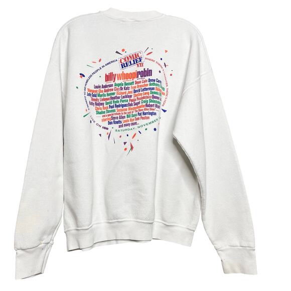 Vintage 1995 Comic Relief  HBO Special White Sweatshirt XL - Picture 2 of 8